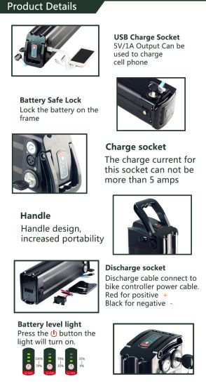Rechargeable Lithium Battery 48V 10ah 15ah for 500W Ebike Scooters Akku