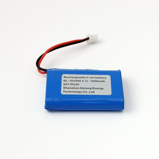 Rechargeable 3.7V 1800mAh 103450 Aluminum Shell Lithium Ion Battery with Jst Connector