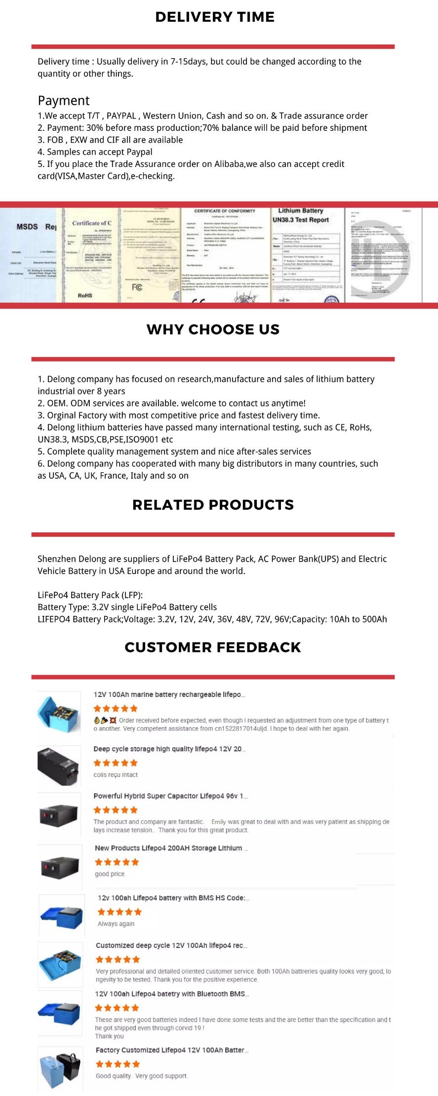 Lipo Akku 48V 12V 200ah LiFePO4 100ah 24V Lithium Ion Solar Battery