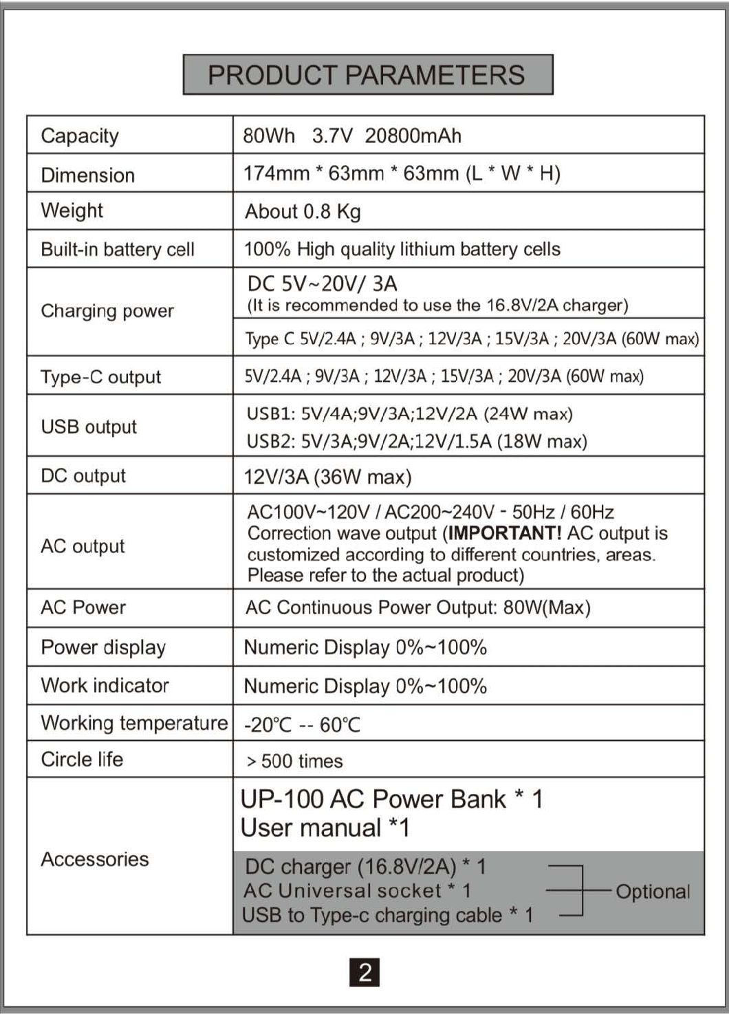 Huge Capacity 20800mAh Portable Charger AC Power Bank 20000mAh