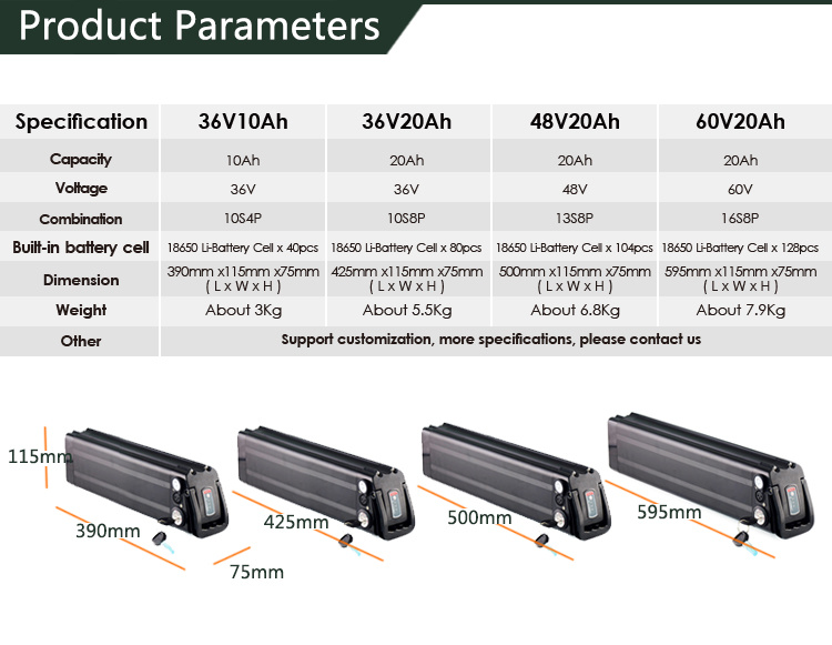 36V 10ah Rechargeable Lithium Battery for Electric Vehicle