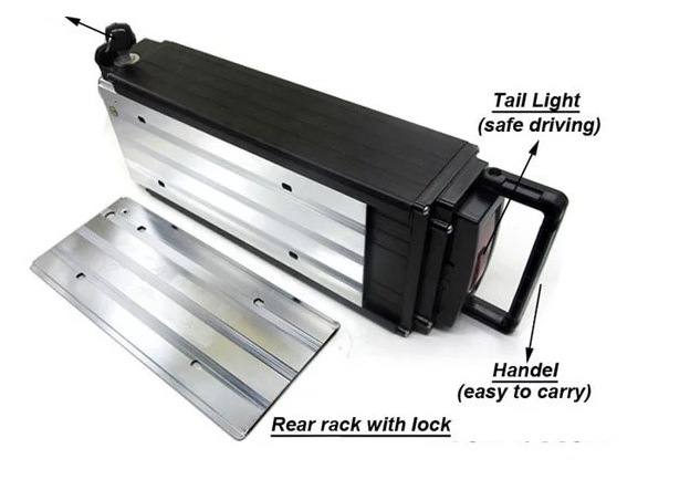 High Power 48V 20ah Electric Bike Li Ion Lithium Rear Rack Battery