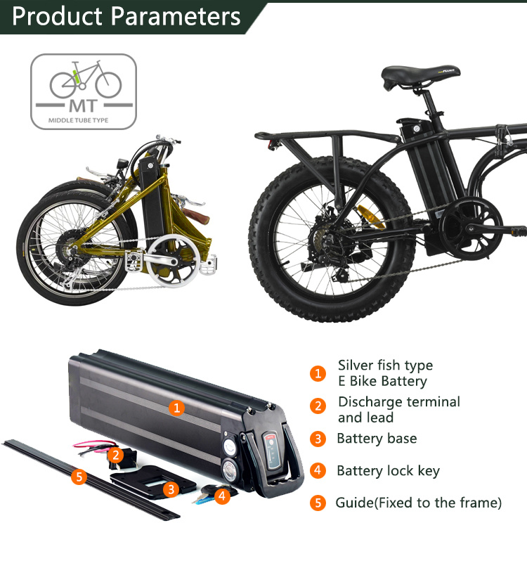 36V 20ah Silver Fish Electric Bike Battery for 700W 750W Ebike