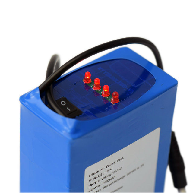 Rechargeable 12V 6600mAh 18650 Lithium Battery Pack for LED Light
