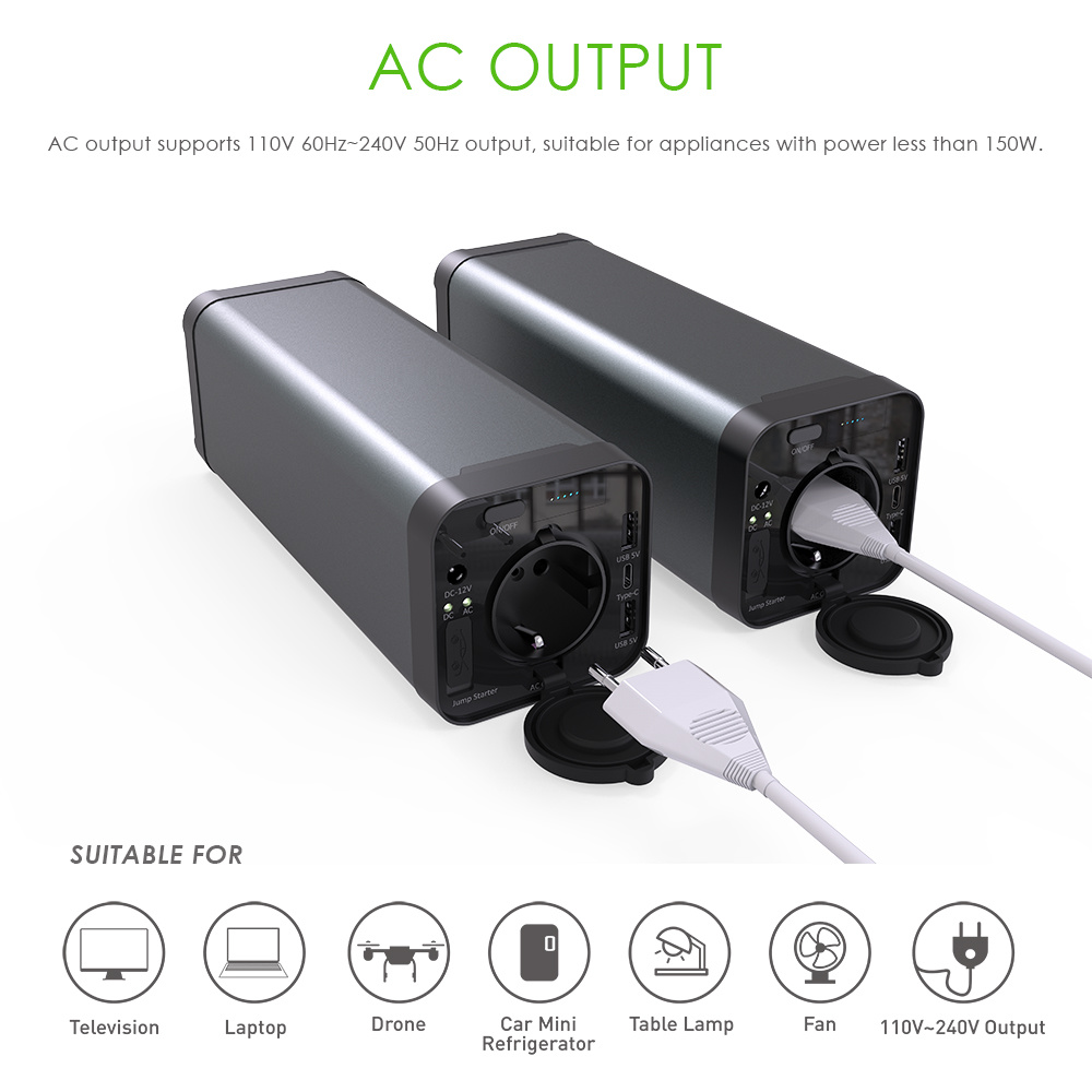AC Output Power Bank Laptop Charger Mini UPS Battery with Car Jump Starter