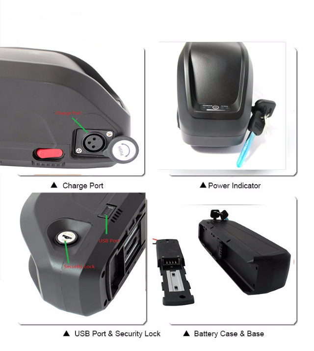 48V 13ah Down Tube Lithium Battery with Case for E-Bike Dongguan Factory