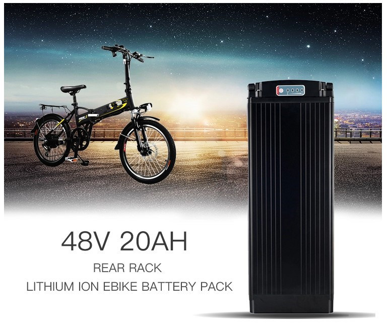 Electric Bicycles Battery, Ebike Battery Rear Rack, Lithium Ion Bike Battery with BMS and Charger for 1000W/750W/500W Bike Motor Mountain Bicycle