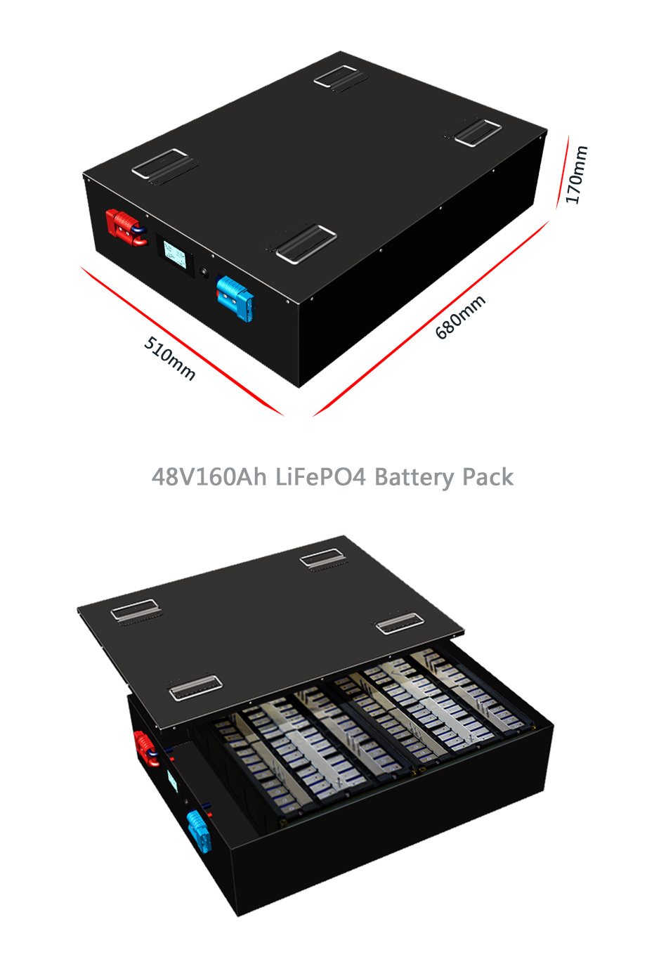 Deep Cycle 2000 Cycle Times LiFePO4 48V 150ah Solar Energy System Battery with LED for EV