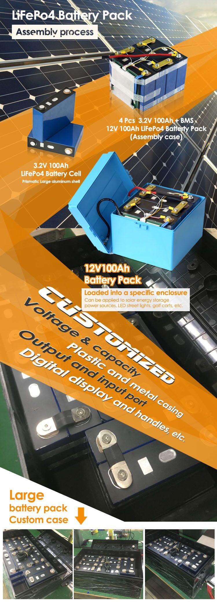 Deep Cycle Lithium Prismatic Solar Battery Cell 3.2V 100ah