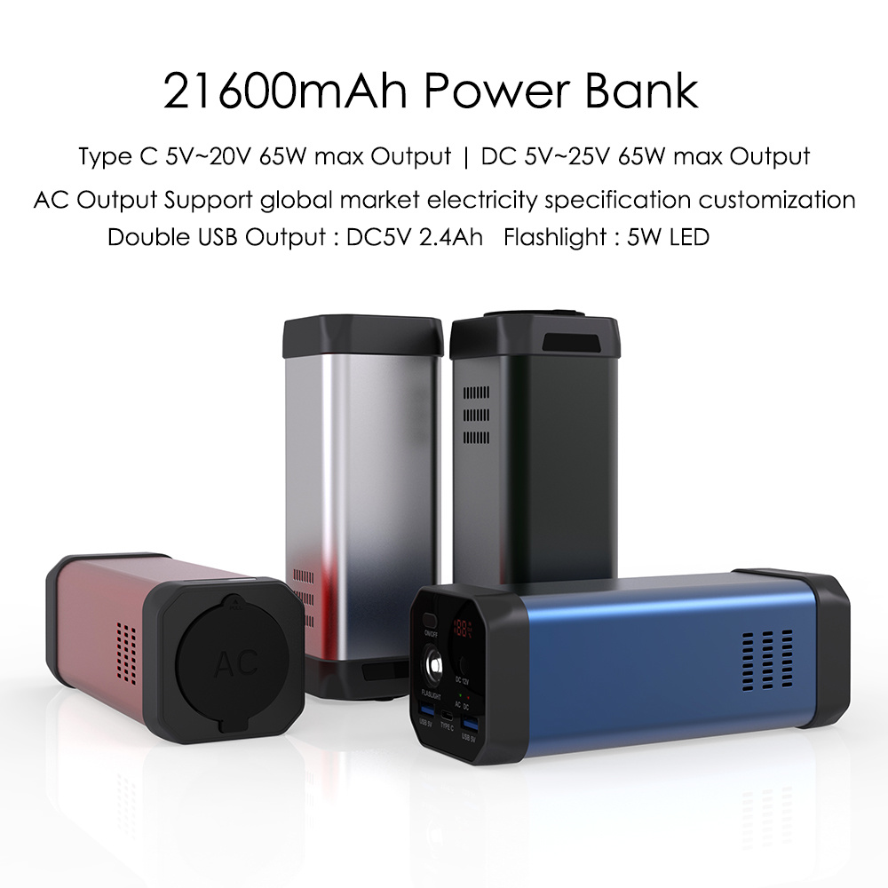 80W AC Outlet Type C Fast Charge Power Bank 20000mAh