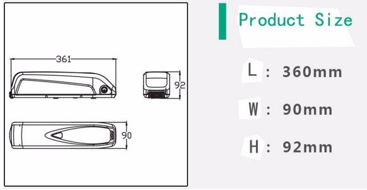 Rechargeable 36V 10ah Electric Bike Li Ion Battery Hailong Type