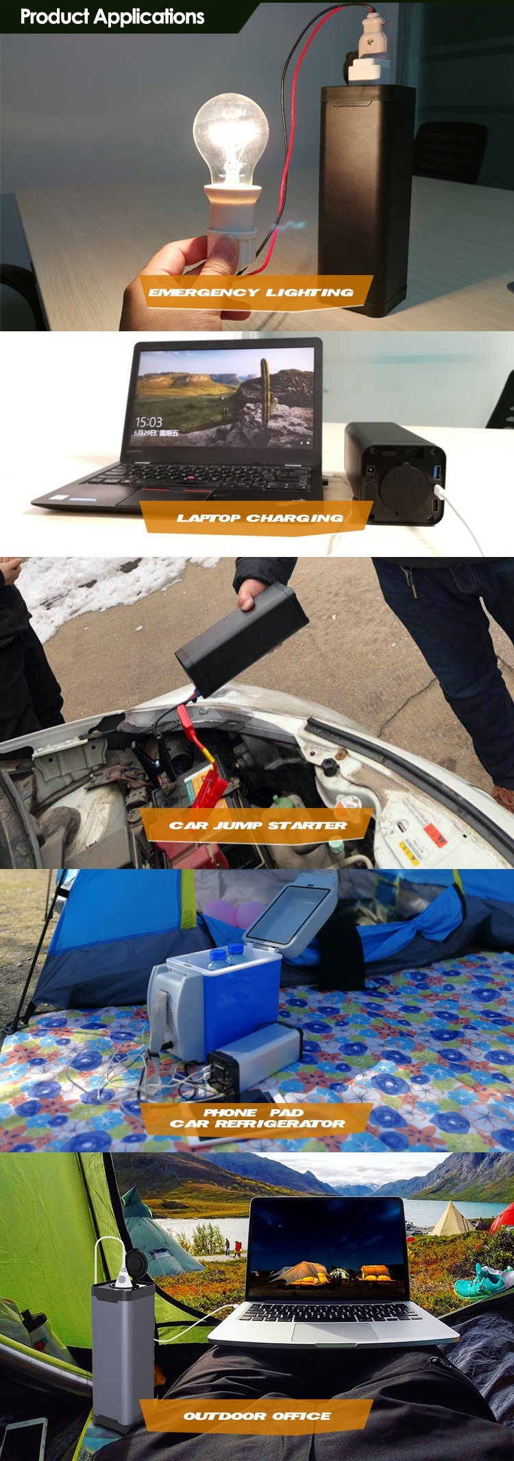Custom Portable Laptop 3.7V 40800mAh 150wh Car Jump Starter Backup Camping Power Bank Station